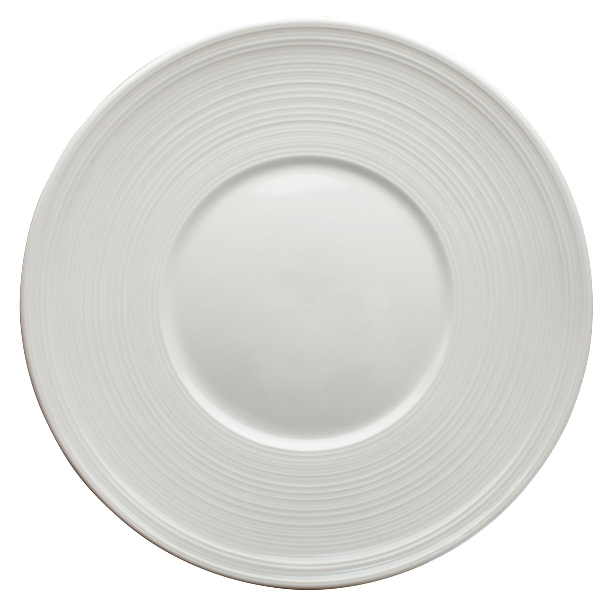 Winco WDP022-107 Zendo 9" Round Wide-Rim Embossed Porcelain Ardesia Plate, Bright White - 24/Case