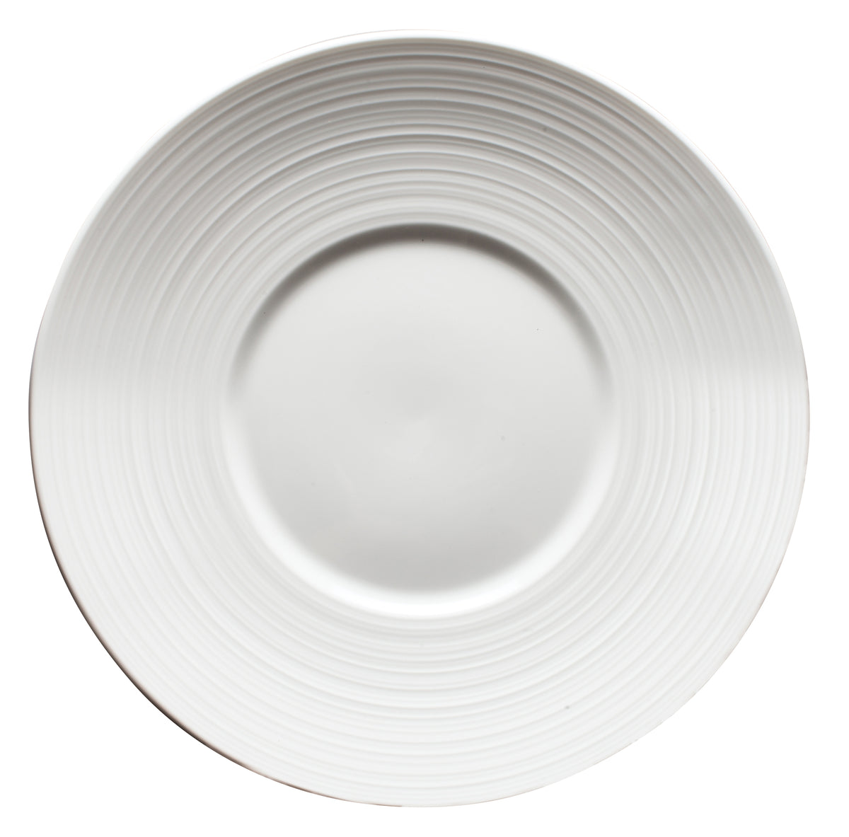 Winco WDP022-108 Zendo 10" Round Wide Rim Embossed Porcelain Plate, Bright White - 24/Case