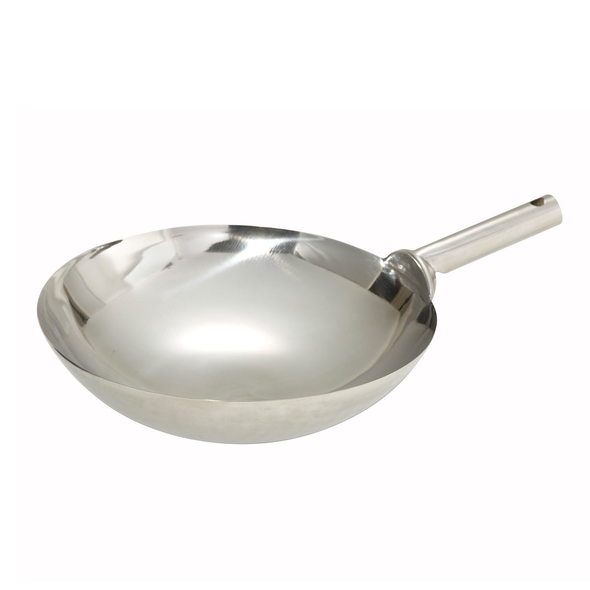 Winco WOK-16W WOK-16W, Stainless Steel Chinese Wok, 16", Round, Welded Joint Handle