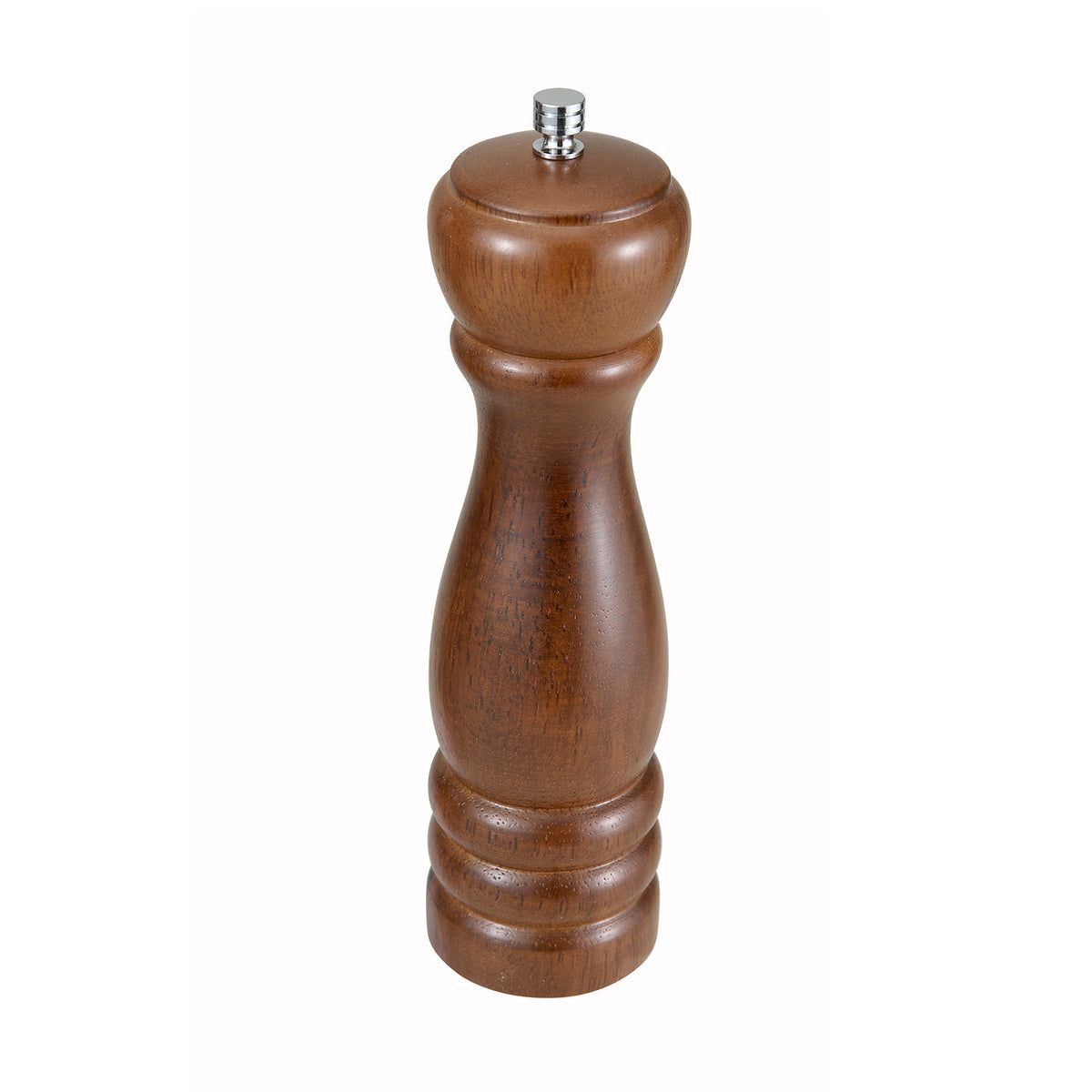 Winco WPM-08 8" Rubberwood Tall Wooden Pepper Mill / Zinc Alloy Grinder