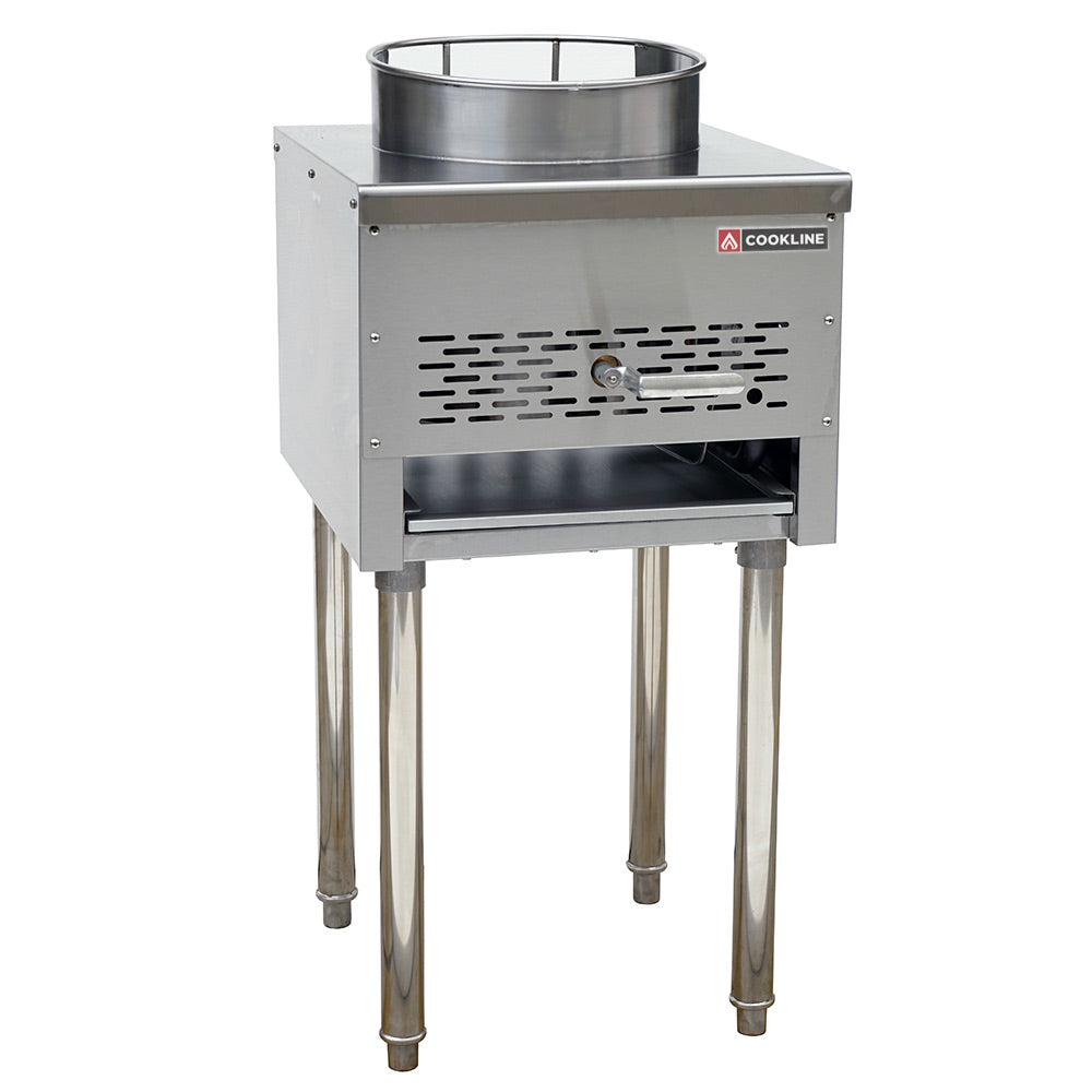 Cookline SP-1W commercial wok range, front angle view