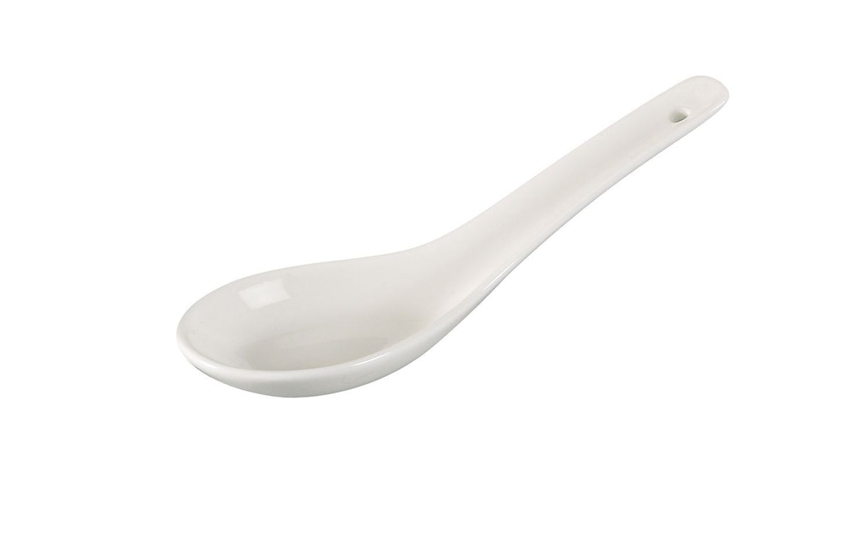 Yanco AC-005 - Chinese Soup Spoon 5-1/2" Porcelain White Dishwasher Oven Microwave Safe - Case of 72
