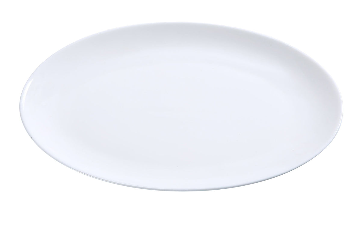 Yanco AC-14-CP - Oval Porcelain Platter, 14" x 9-1/2", White, Rolled Rim, Dishwasher Safe - Case of 12