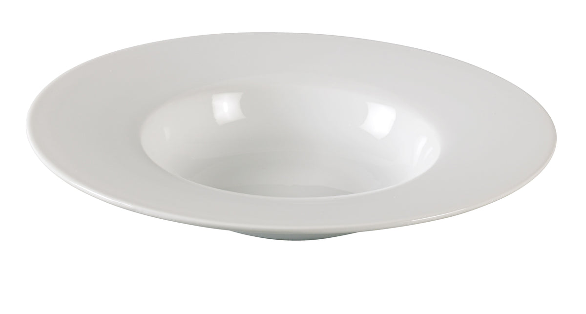 Yanco AC-613 22-Oz White Porcelain Bowl, 13-1/2" Dia, 2-1/2" Deep, Dishwasher Oven Microwave Safe - Case of 6