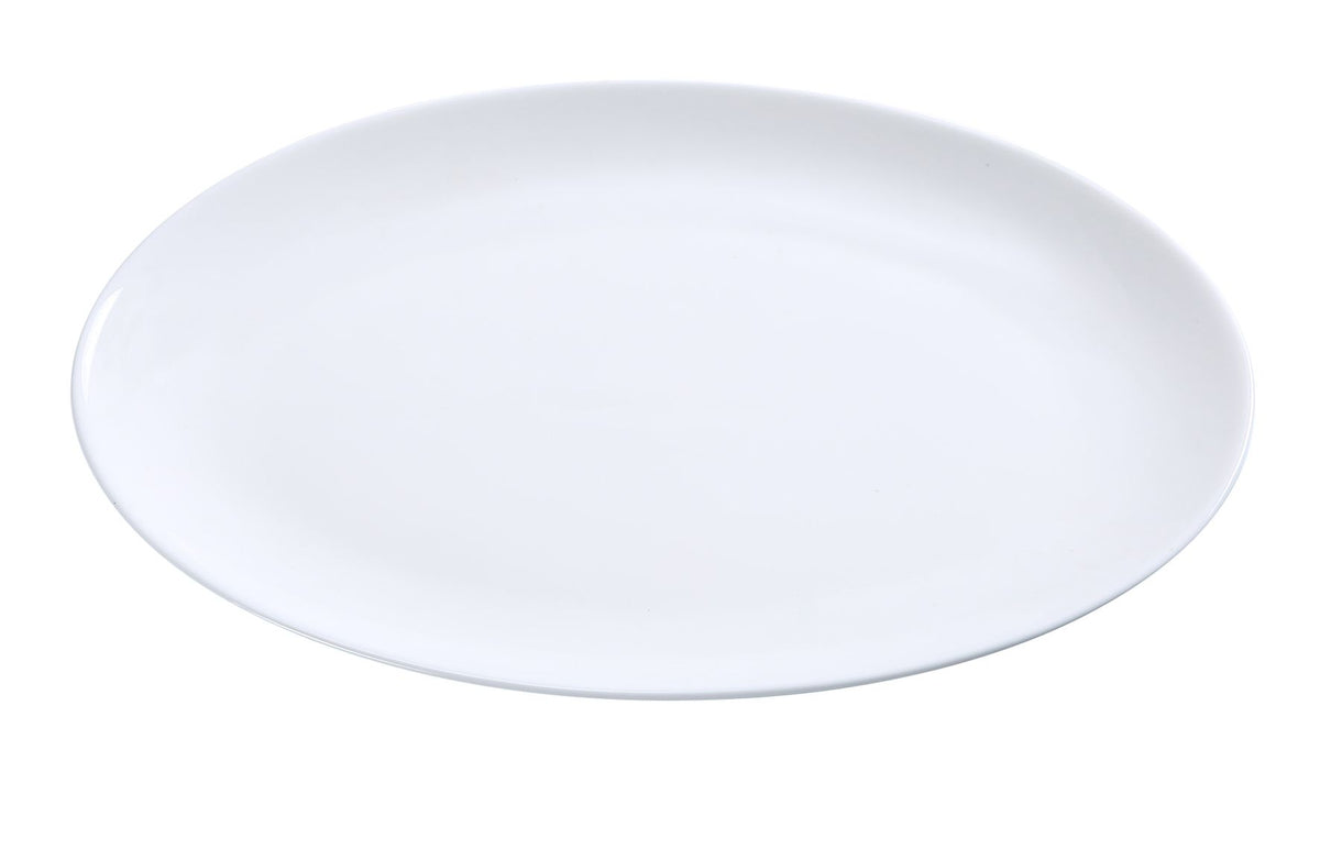 Yanco AC-8-CP Oval Porcelain Platter, 8" x 5-3/4", White, Rolled Edge Coupe Rim - Case of 24