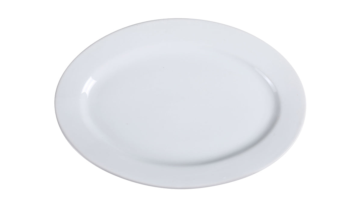 Yanco AC-91 Oval Porcelain Platter, 20" x 13", Super White, Dishwasher Safe, Oven & Microwave Safe - Case of 4