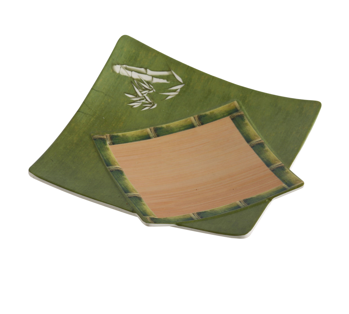 Yanco BA-1111 Bamboo Style Square Plate, 11" x 11", Dishwasher-Safe Melamine - Case of 12