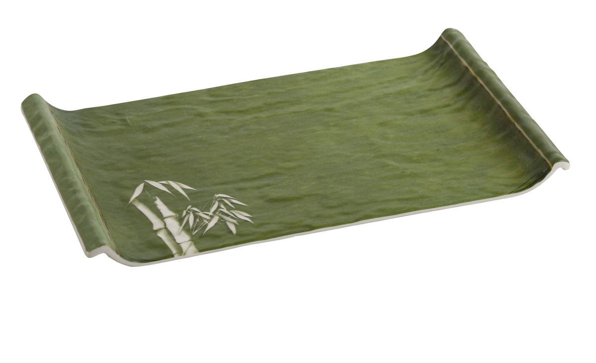 Yanco BA-314 Bamboo Style Plate, 14" L x 8" W, Melamine, Dishwasher Safe - Case of 12