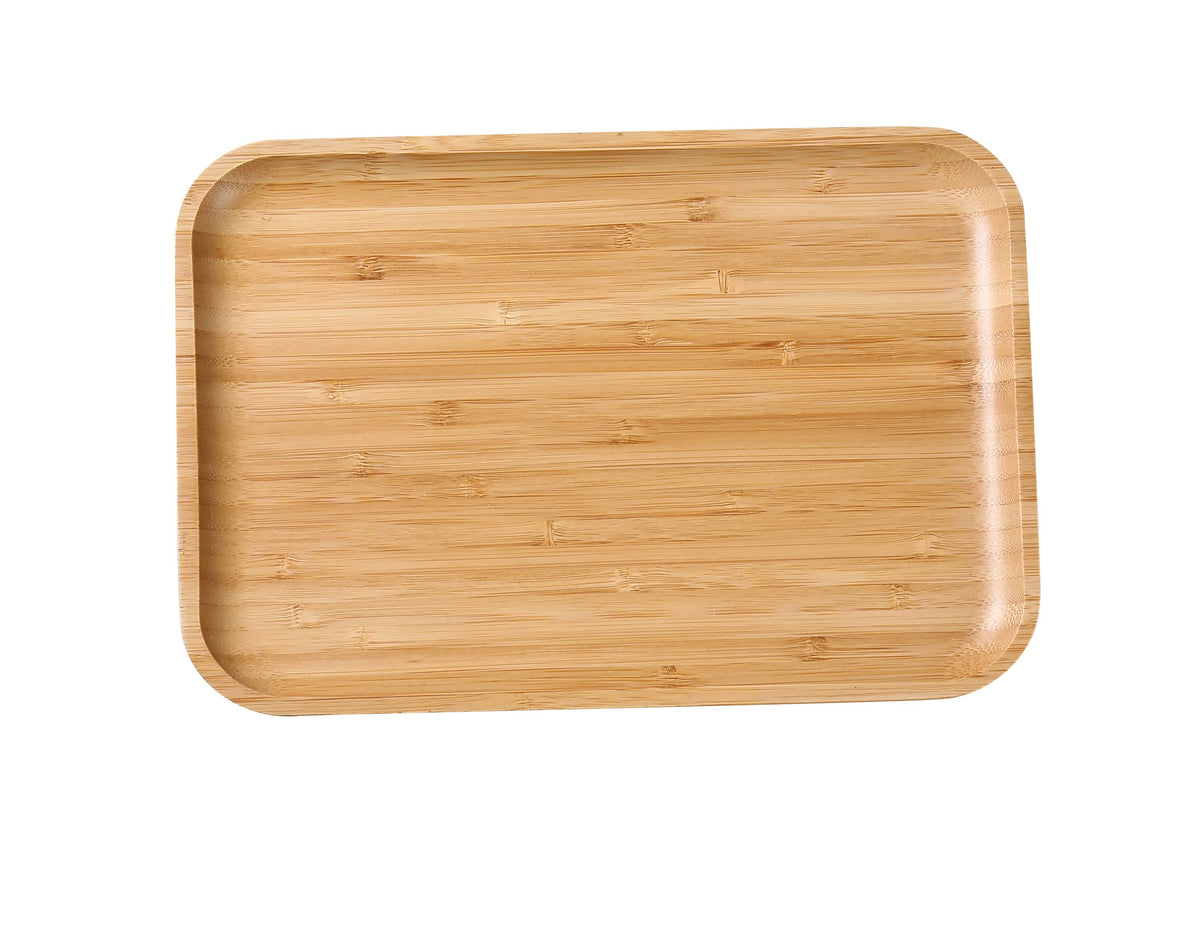 Yanco BB-108 Rectangular Bamboo Serving Tray, 8-1/4" L x 5-1/2" W x 3/4" H, Natural Wood - Case of 24