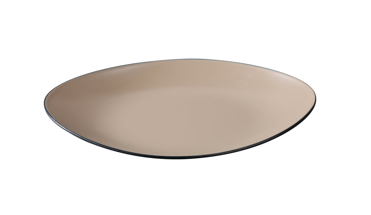 Yanco BM-211CL - Deep Oval Plate, 10"-11", Two-Tone Clay/Black Melamine, Dishwasher-Safe - Case of 12
