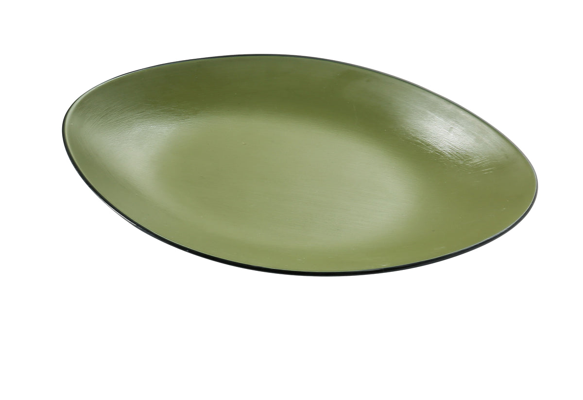 Yanco BM-213GR - Oval Melamine Plate, 13.5" W x 1.5" D x 8.5" H, Birmingham Green - Case of 12