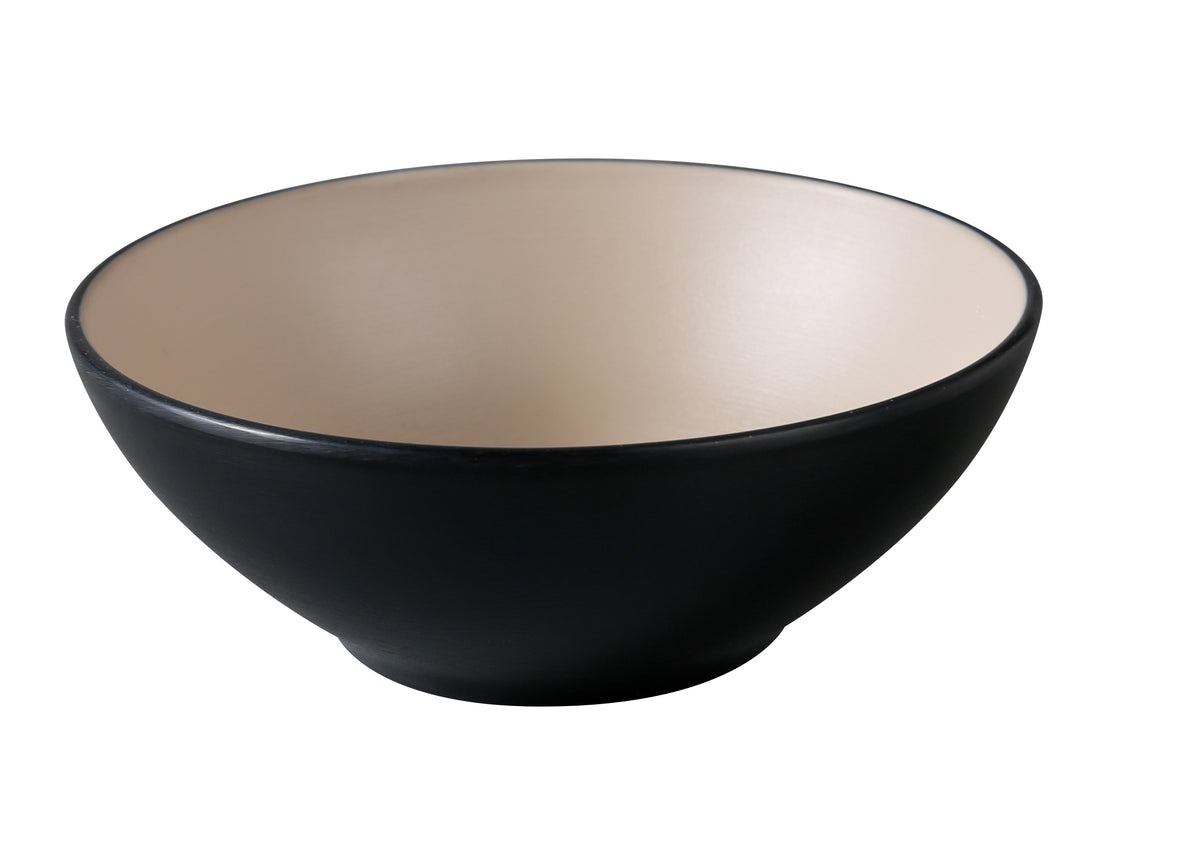 Yanco BM-405CL - Round 15 oz (-1/2 qt) Melamine Bowl, 5 3/4" Dia x 2 1/4" H, Clay/Black - Case of 48