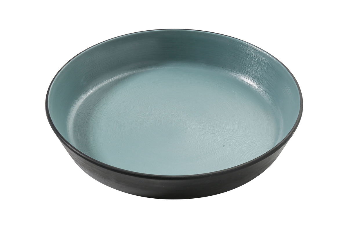 Yanco BM-506TL Deep Dish Plastic Bowl, 6.5" W x 6.5" H, 12 oz (-1/2 qt) Melamine, Gray/Teal - Case of 48