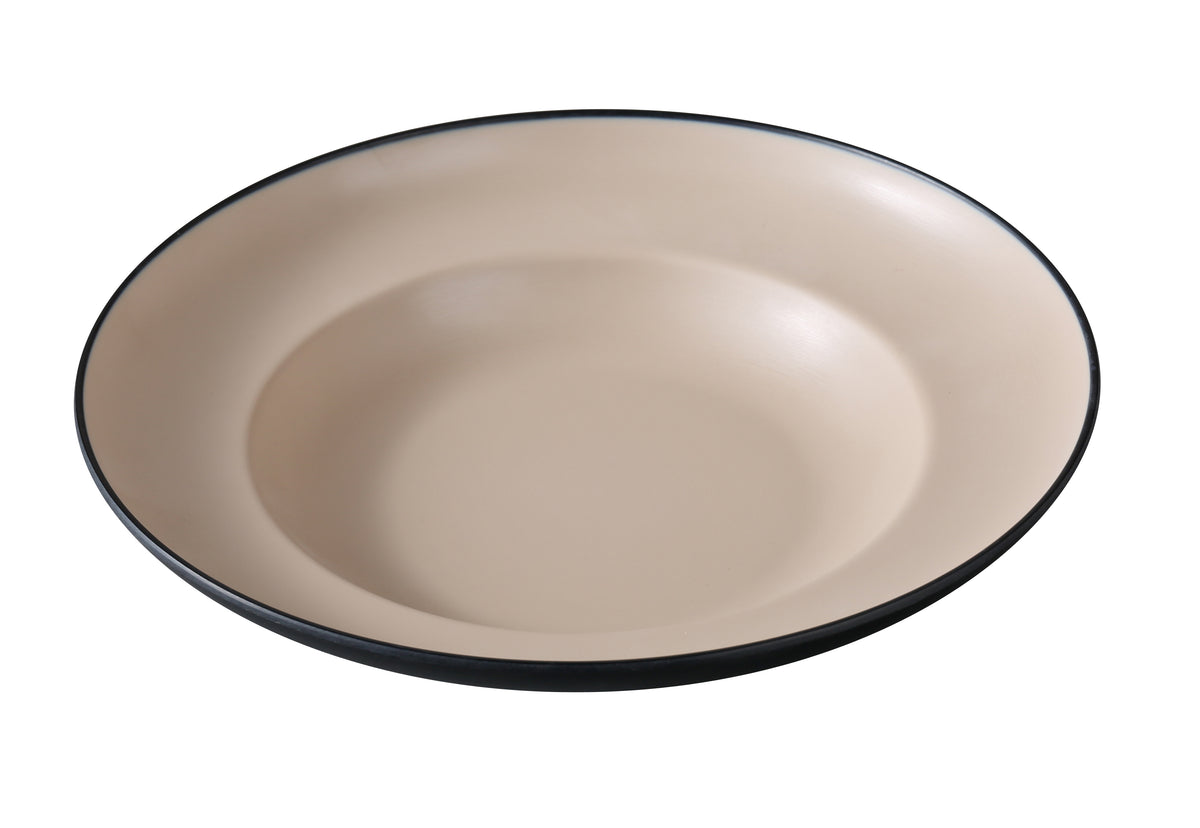 Yanco BM-810CL - 12 oz Clay/Black Melamine Bowl, 10 3/4" W x 7" D x 2 1/4" H - Case of 24