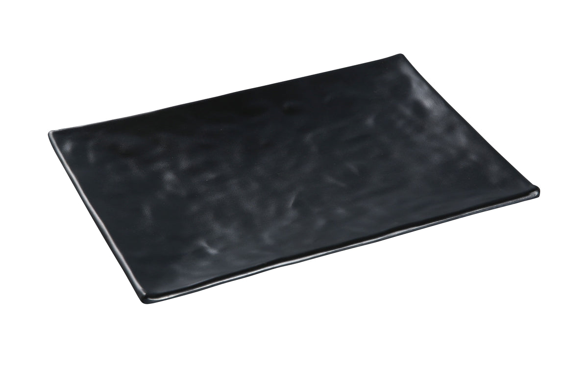 Yanco BP-2016 Black Pearl Rectangular Plate 16" x 10-1/4" Asian Melamine Matte Surface - Case of 12