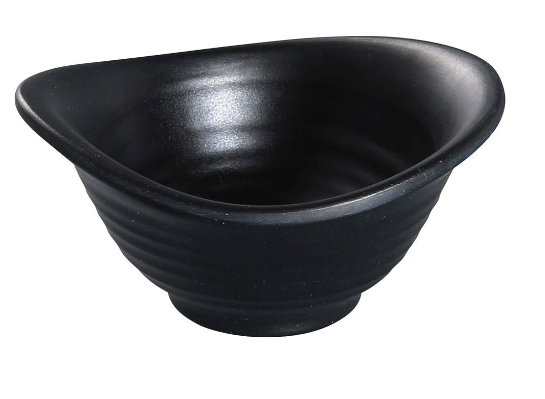 Yanco BP-3204 Black Pearl Yuanbao Bowl, 5 oz (0.25 Qt), 4-3/4" Dia, Melamine Matte Black - Case of 48
