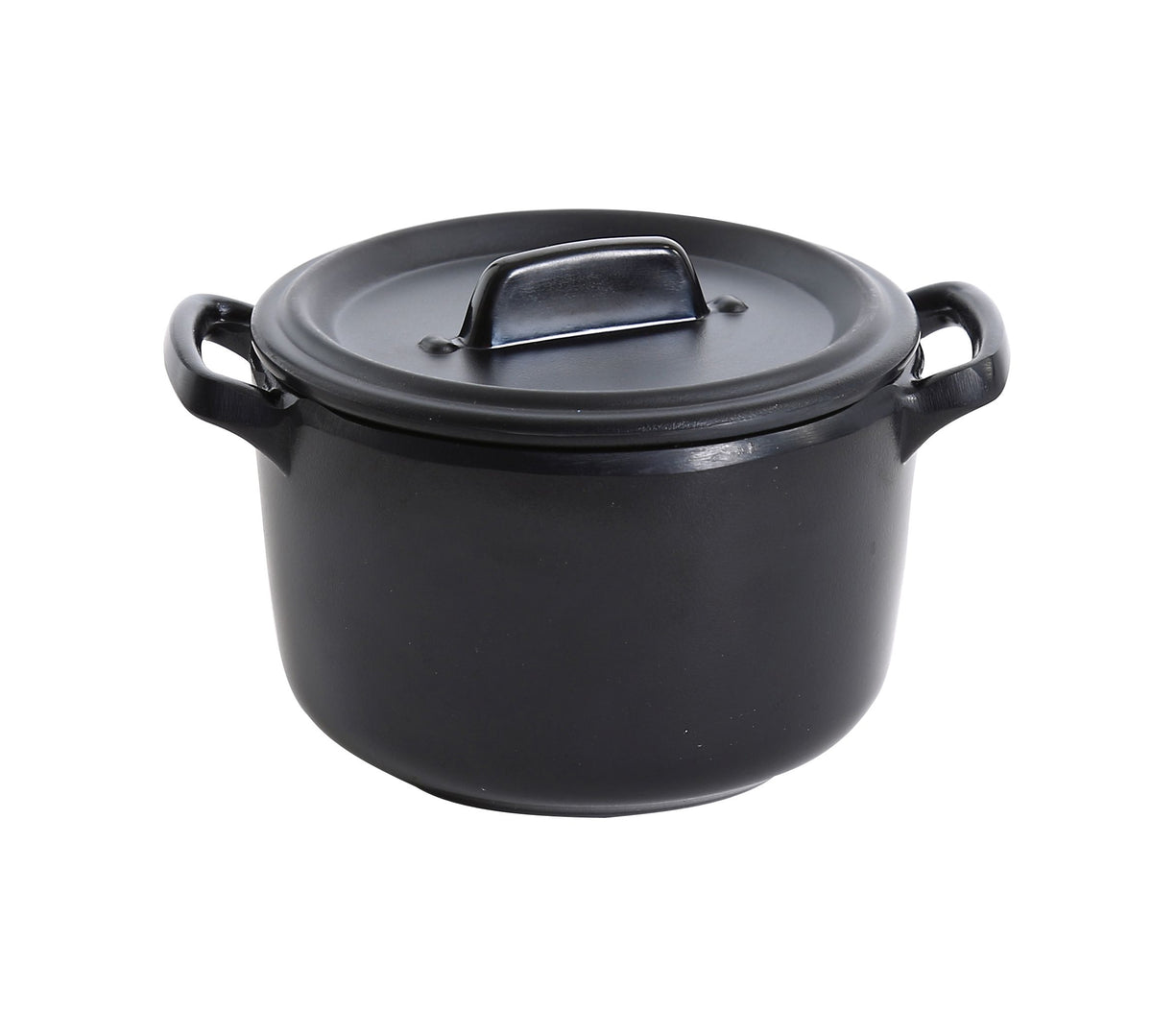 Yanco BP-4104 Black Pearl 8 Oz Bowl With Handles & Lid, 3-1/2" Dia x 2-3/4" H, Melamine - Case of 24