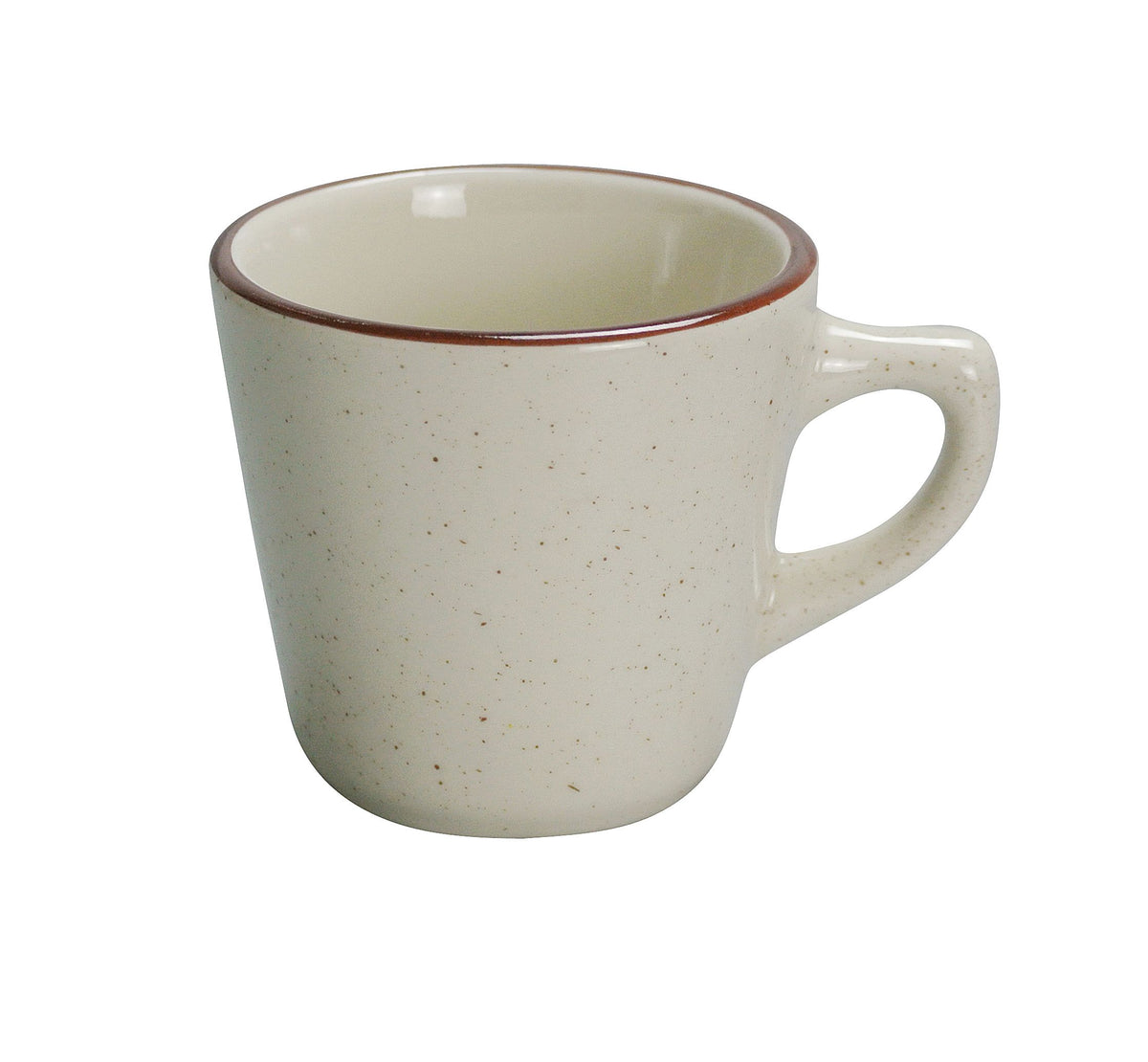Yanco BR-1 Brown Speckled Ceramic Cup, 7 oz (3-3/4" Dia. x 2-1/2" H), Oven Microwave Safe - Case of 36