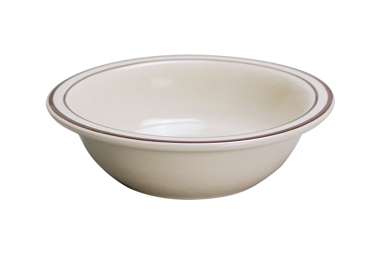 Yanco BR-10 - Brown Speckled Grapefruit Bowl, 6-3/8" Dia, 13 Oz, Ceramic, Brown Rim, White - Case of 36