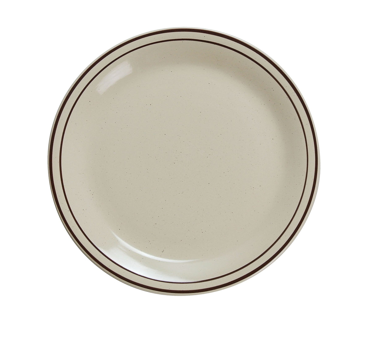 Yanco BR-5 5.5" Round Brown Speckled Ceramic Plate - Dishwasher Safe, Rim White - Case of 36