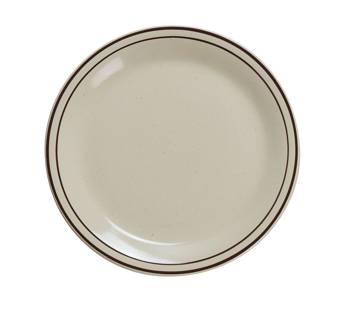 Yanco BR-9 Brown Speckled Ceramic Plate, 9-1/2" Round, Dishwasher/Oven/Microwave Safe, Rim - Case of 24