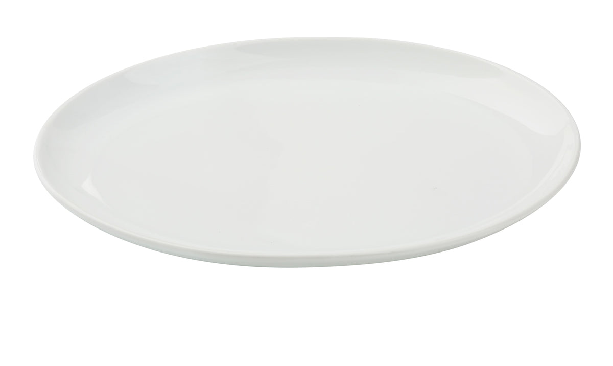 Yanco CA-312 Porcelain Platter, 8" W X 12" D X 1-1/4" H, White, Coupe Rim, Microwave Safe - Case of 12