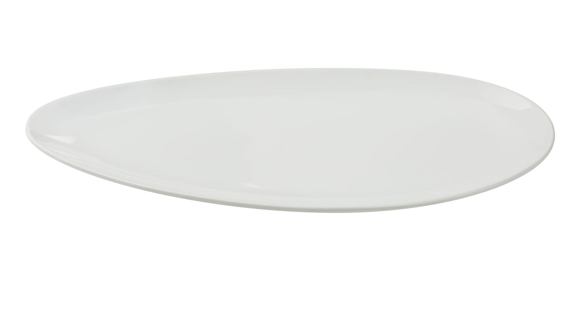 Yanco CA-510 Leaf-Shape Plate, 5" W x 10-1/4" D x 3/4" H, Porcelain, White, Rolled, Rim - Case of 36