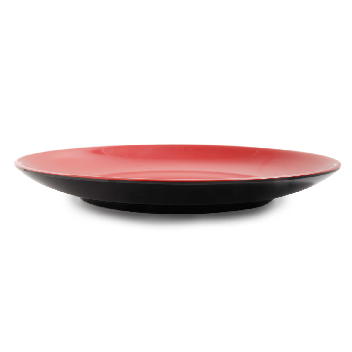 Yanco CR-1309 Two-Tone Black/Red 9" Round Coupe Melamine Plate, Dishwasher Safe - Case of 24