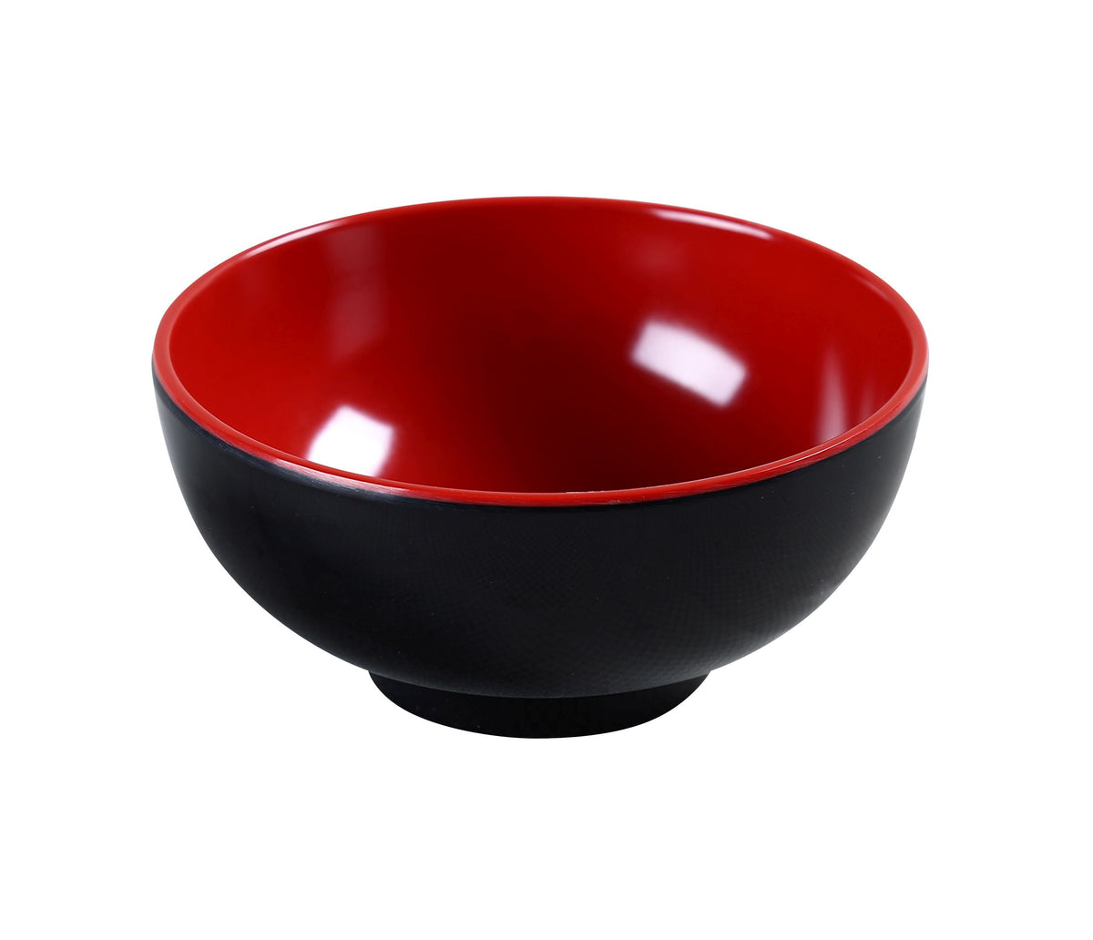 Yanco CR-131 Two-Tone Rice Bowl, 8 oz (1/4 qt) 4-3/4"x2" Melamine Dishwasher-Safe Black/Red - Case of 48