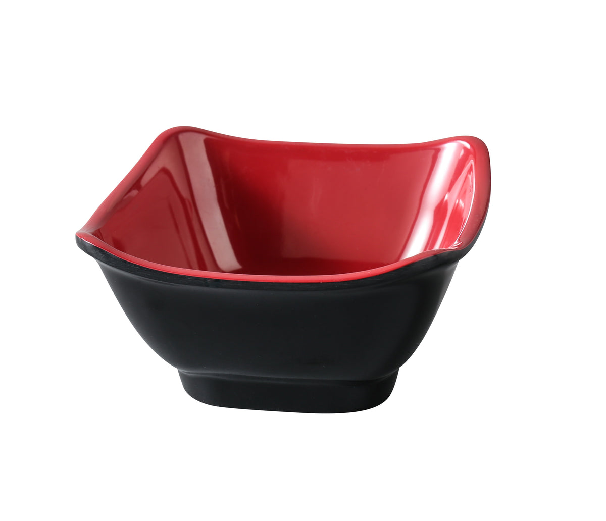 Yanco CR-5450 Square Bowl, 10 Oz (-1/2 Qt) 4-3⁄4" L x 4-3⁄4" W x 2-1⁄4" H, Black/Red Melamine - Case of 48