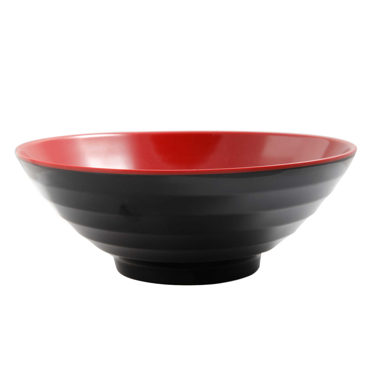 Yanco CR-576 Noodle Bowl, 36 oz, 8" Dia x 2-3/4" H, Melamine, Black/Red, Dishwasher Safe - Case of 24