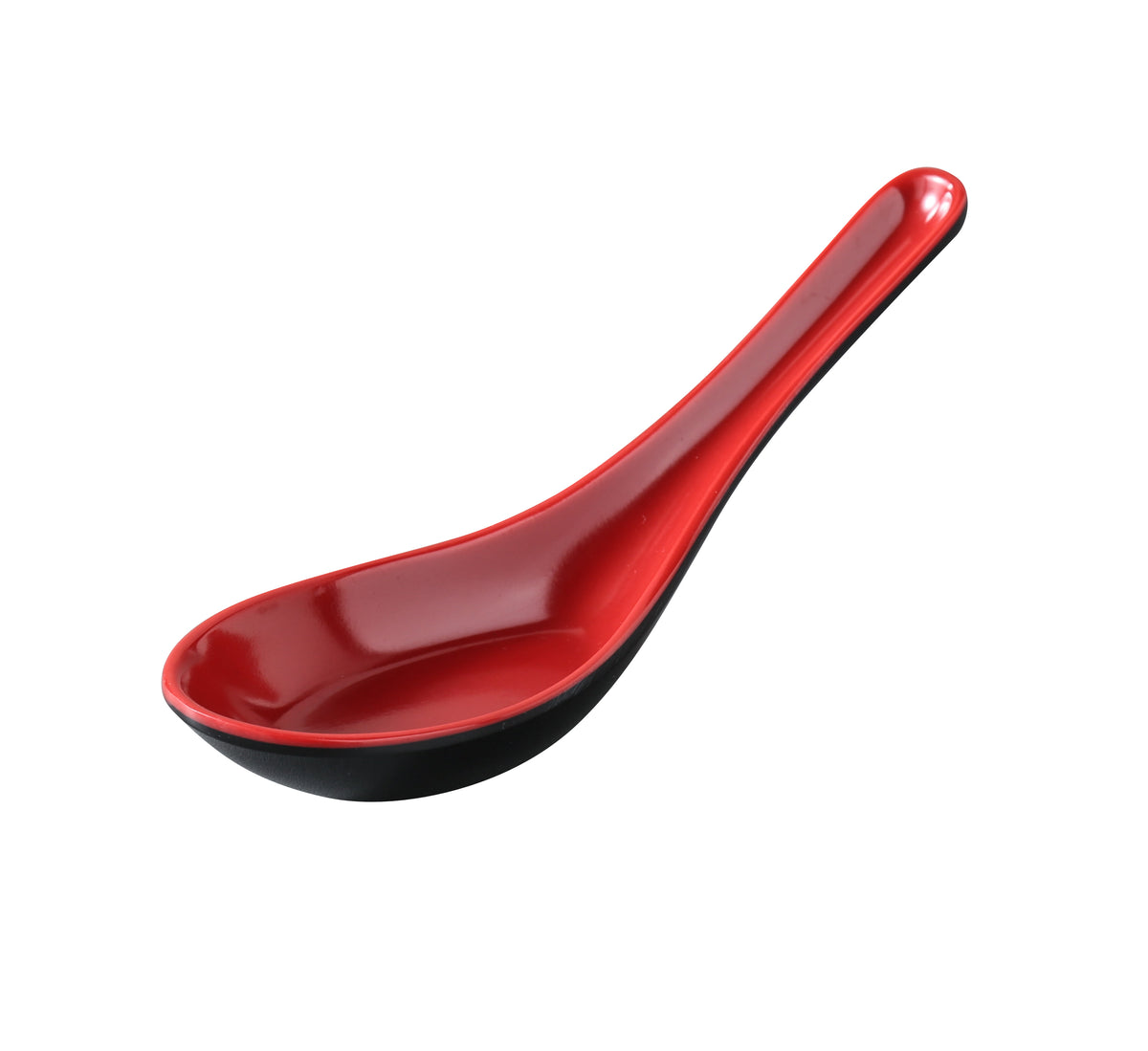 Yanco CR-7001 Chinese Soup Spoon, Two-Tone Black/Red, 5-1/2" Melamine, Dishwasher Safe - Case of 72