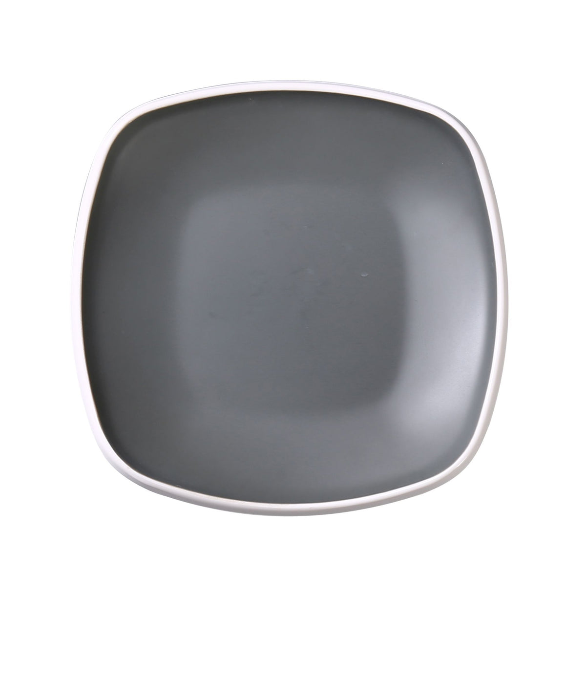 Yanco DI-108 Square Melamine Plate, 8" x 8" x 1-1/4", Grey Inside White Outside - Case of 48
