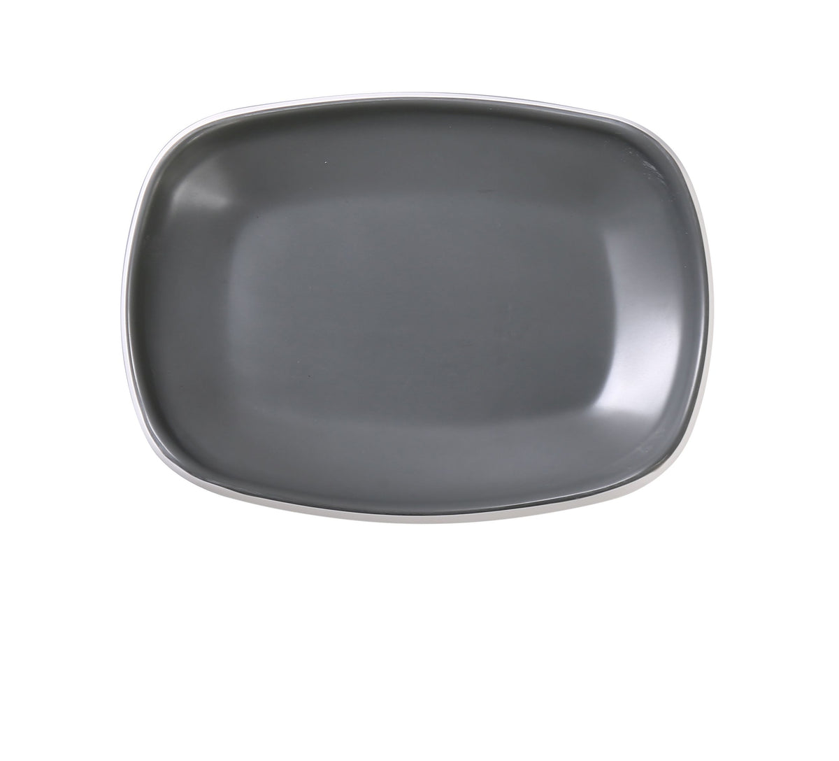 Yanco DI-210 Rectangular Melamine Plate, 10" X 1-7/8" Grey Inside White Outside, Safe, 1 Dozen - Case of 24