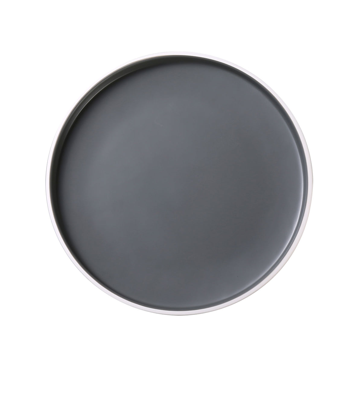 Yanco DI-312 - 12" Dia x 1-1/8" H Round Melamine Plate, Grey Inside White Outside Two-Tone - Case of 12