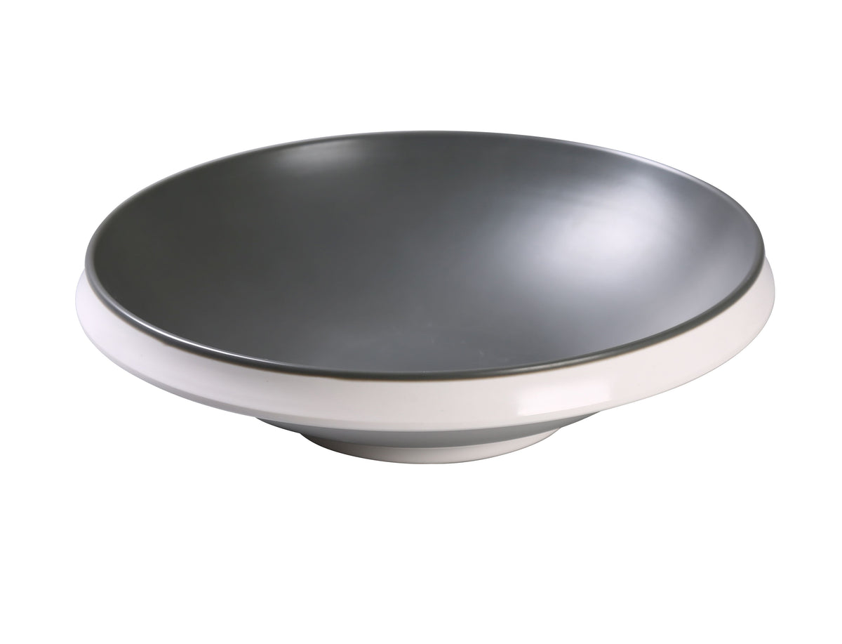 Yanco DI-612 - 3 Qt (98 oz) Melamine Bowl, 12-1/2" Dia x 3-1/4" H, Grey Inside White Outside - Case of 12