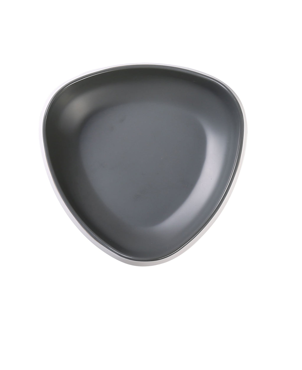 Yanco DI-6207 - 14 Oz Triangular Bowl, 7" L x 2" H, Grey Inside/White Outside Melamine - Case of 24