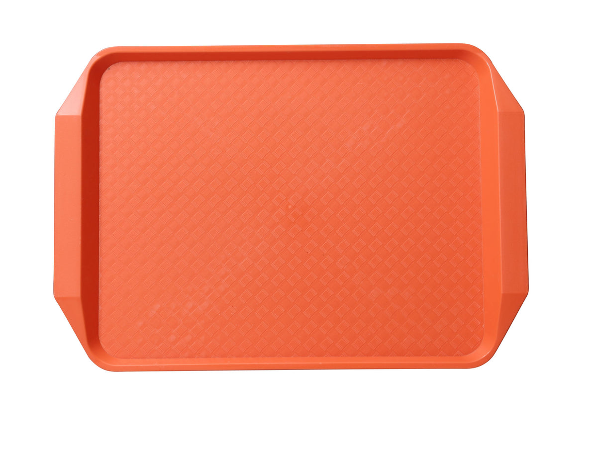 Yanco FT-803OR Food Tray, 17" x 12" Rectangular Melamine Orange, Handle, Dishwasher Safe - Case of 24