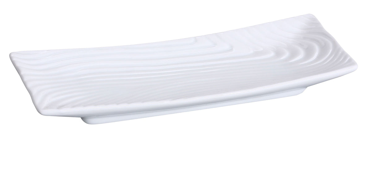 Yanco FU-2110 Sushi Plate 10-1/2" x 4-3/8" Porcelain White Dishwasher & Microwave Safe - Case of 24