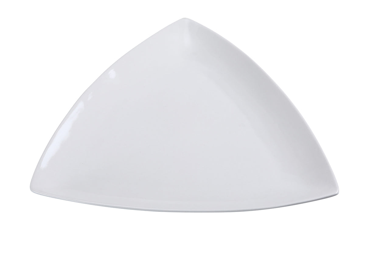 Yanco FU-410 Fuji Plate - 10" x 10" Triangular Coupe Rim Porcelain Bone White - Case of 24