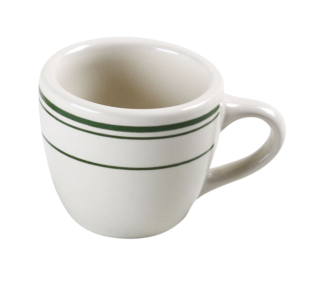 Yanco GB-35 Green Band Ceramic Cup, 3.5 Oz (2.5" Dia x 2.5" H), White Dishwasher Safe - Case of 36