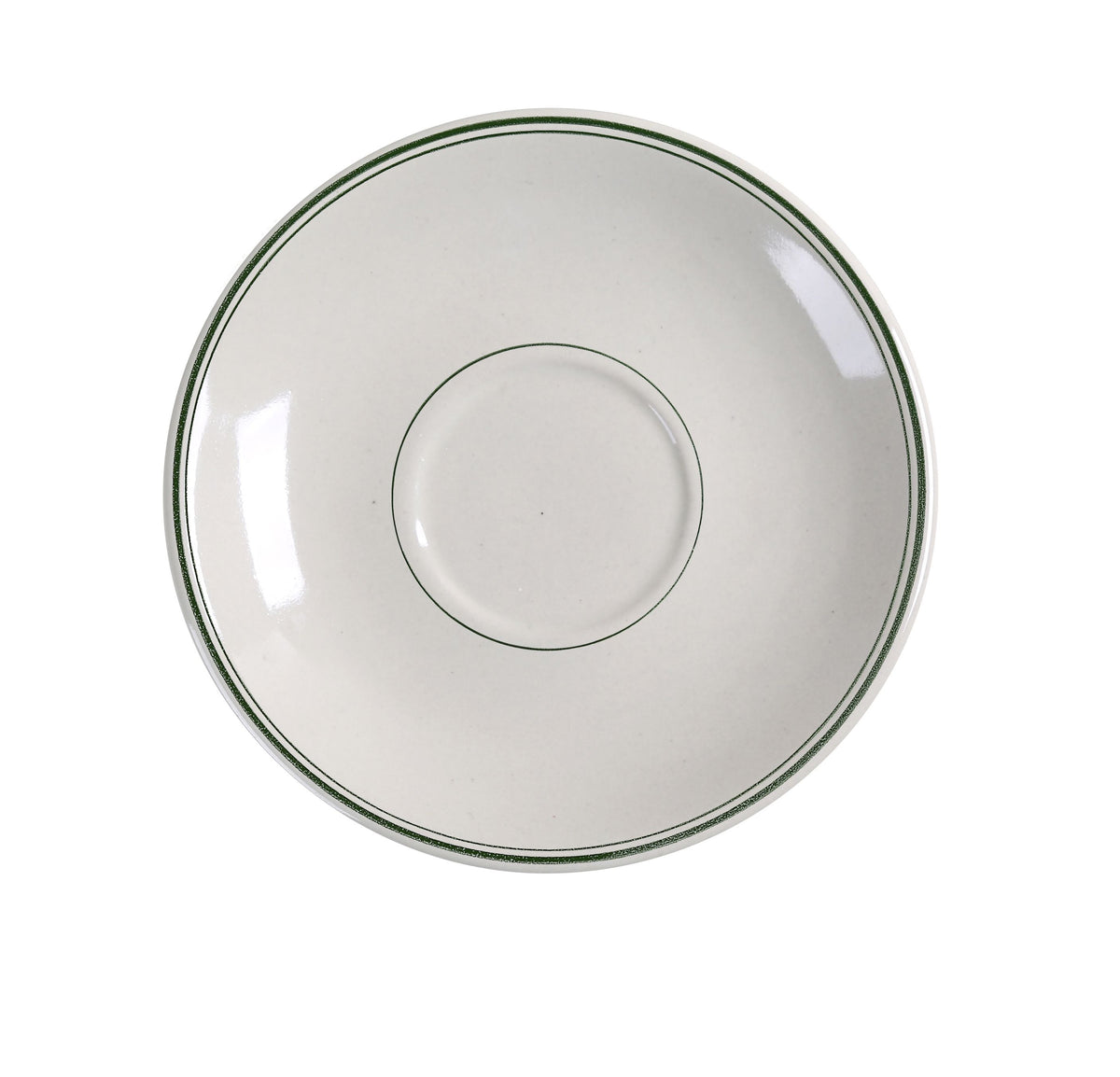 Yanco GB-36 Green Band Saucer, 4-1/2" Ceramic, Dishwasher Oven Microwave Safe, White - Case of 36