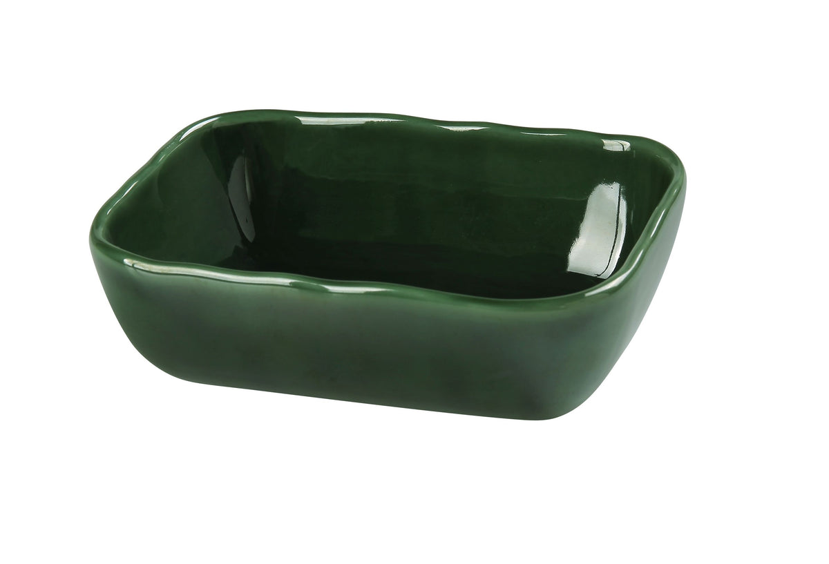 Yanco GG-309 - 20 oz Green Rectangular Porcelain Bowl, 8.25" x 5.25" x 2", Microwave Safe - Case of 12