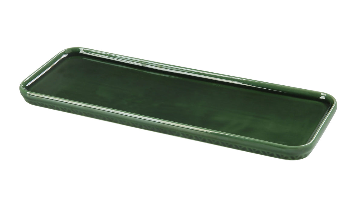 Yanco GG-515 Green Porcelain Plate, 16" x 5-5/8" x 3/4", Rolled Edge, Dishwasher Safe - Case of 12