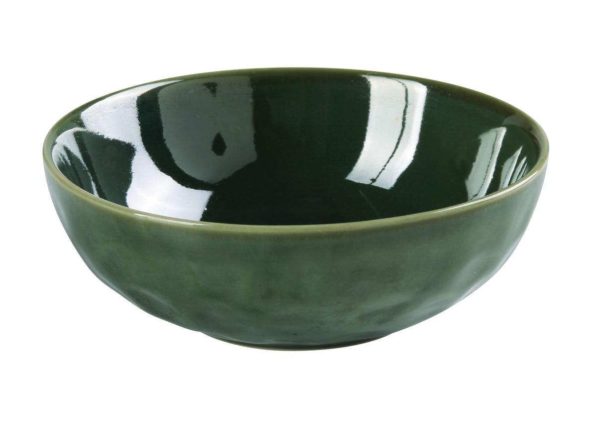 Yanco GG-807 - 28 Oz Green Glazed Porcelain Salad Bowl, 7" Diameter, 2-1/4" Deep, Round - Case of 24