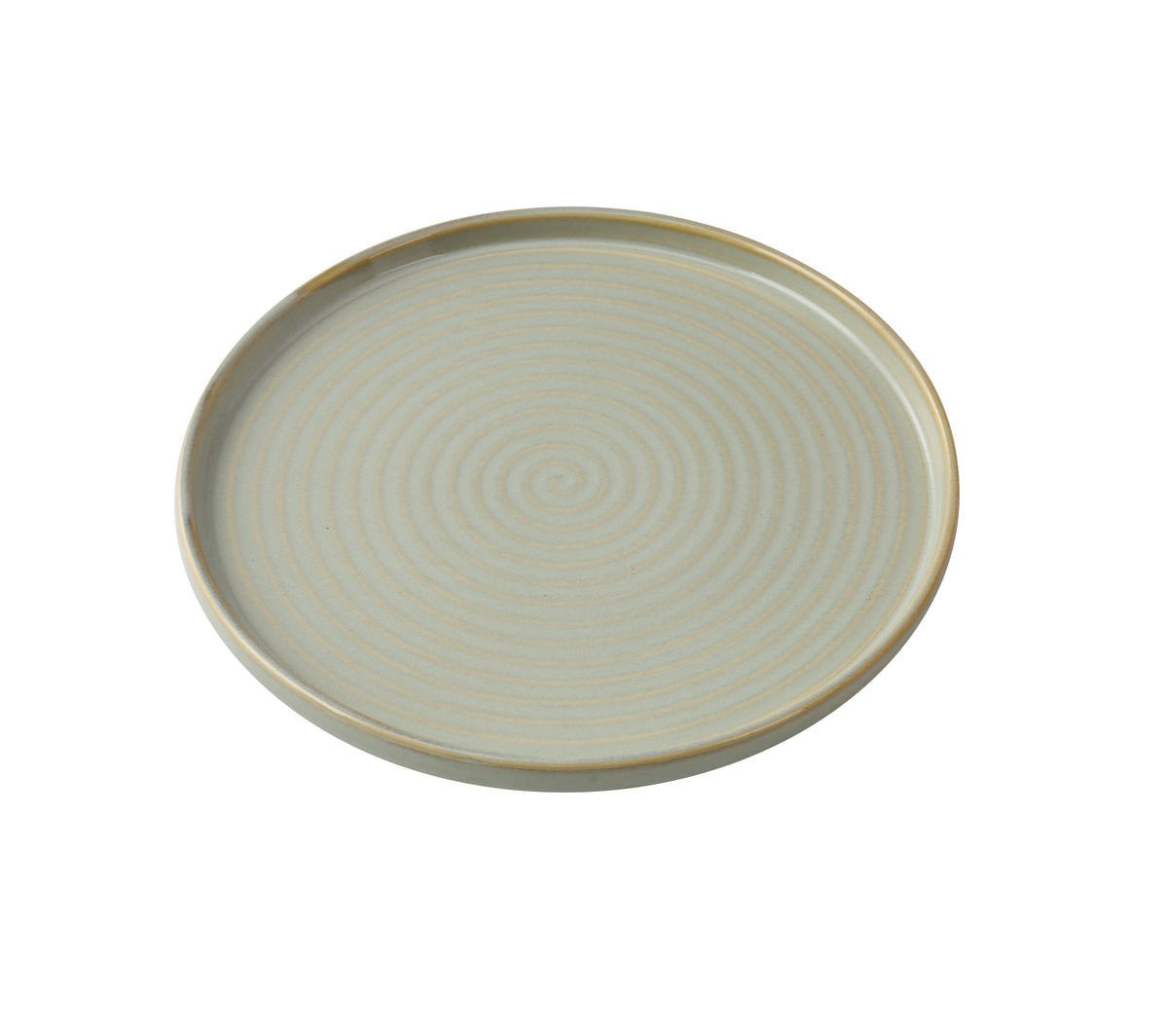 Yanco GO-112 Golden Plate, 12" Dia x 1-1/4" H, Porcelain, Flat Edge, Gold Rim, Earthy Tone - Case of 12
