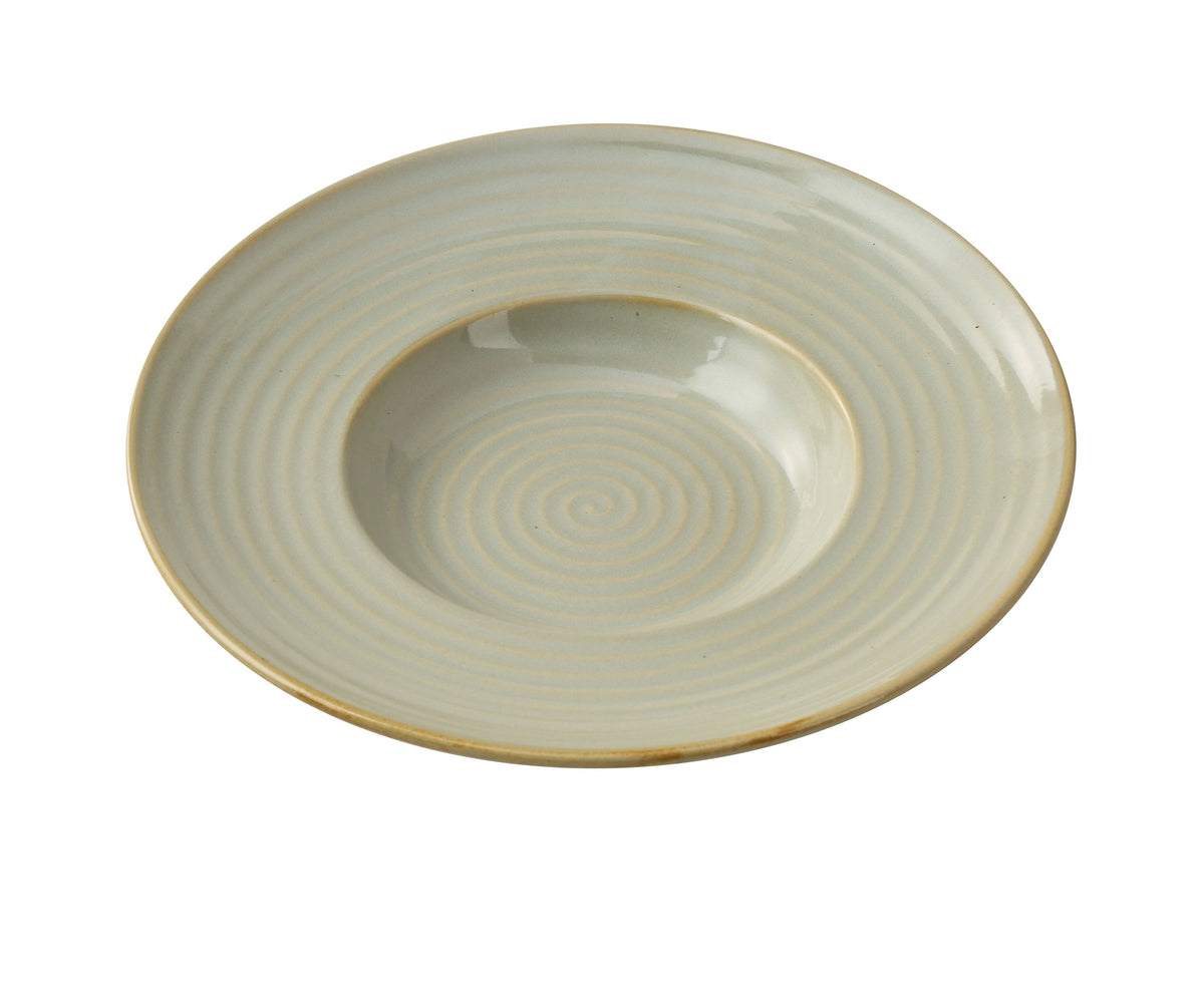 Yanco GO-410 Salad Bowl, 10-1/2" Dia x 1-3/4" H, 10 Oz Porcelain, Earthy with Golden Rim - Case of 12