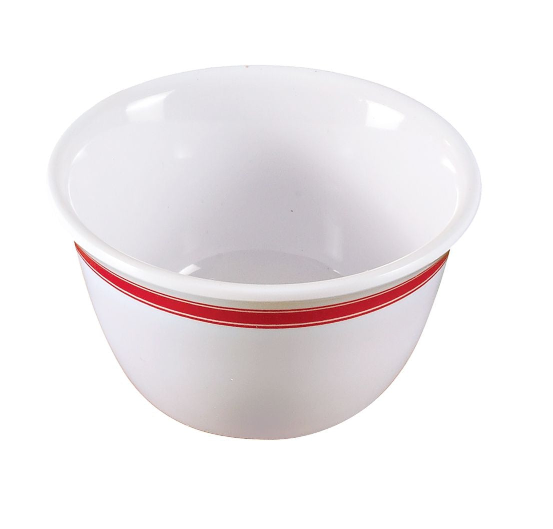 Yanco HS-303 - 7 Oz Bouillon Cup, 4" Dia x 2" H, Heavy Melamine, White/Red Band, 1 Dozen - Case of 48