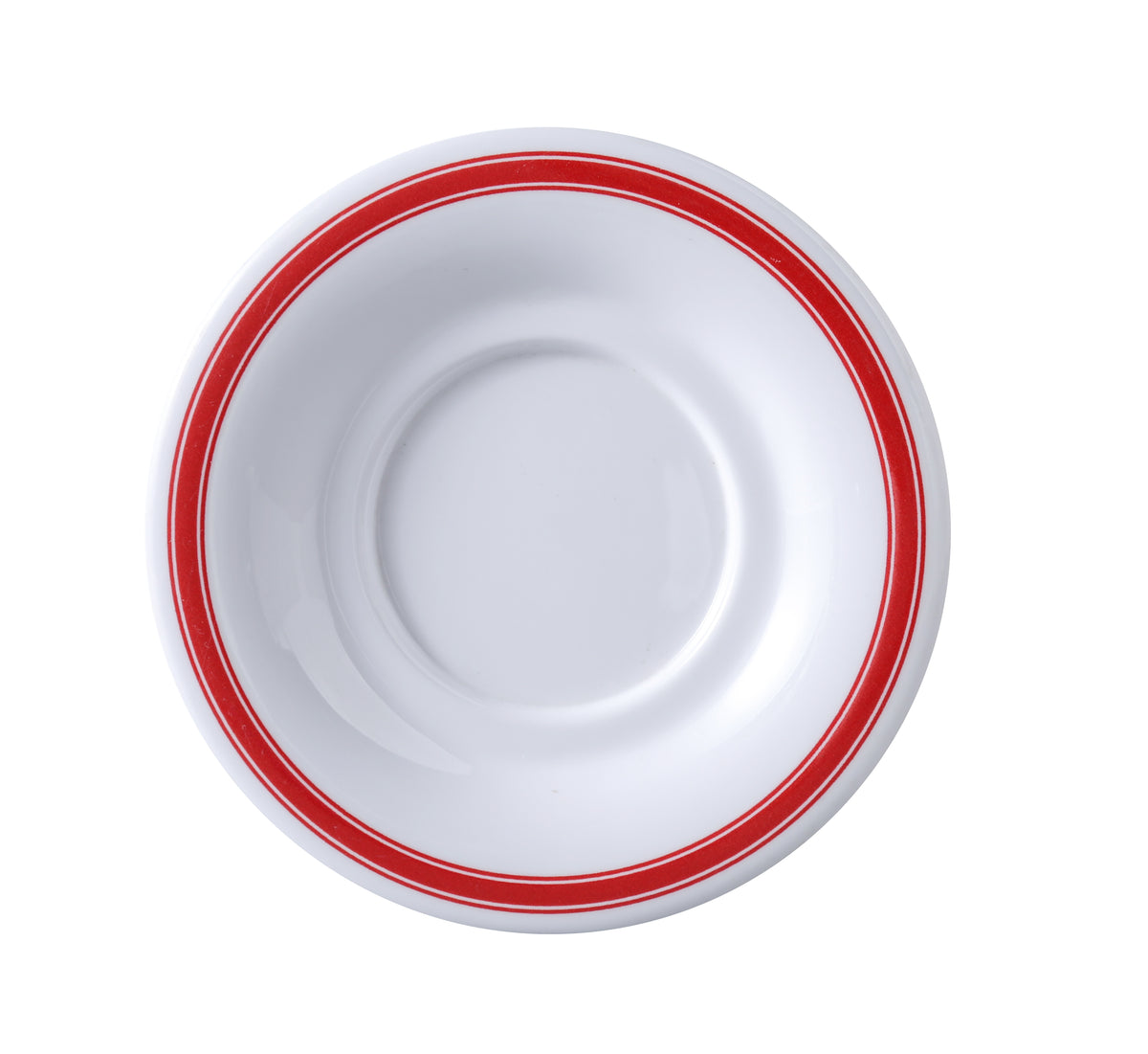 Yanco HS-9303 - 5" Round Saucer, Melamine, White with Red Band Heavyweight Dishwasher Safe - Case of 48