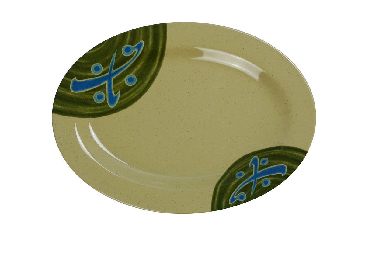 Yanco JP-2012 - Japanese Oval Plate 12" x 9" (10"-12" Dia), Melamine Dishwasher Safe - Case of 12
